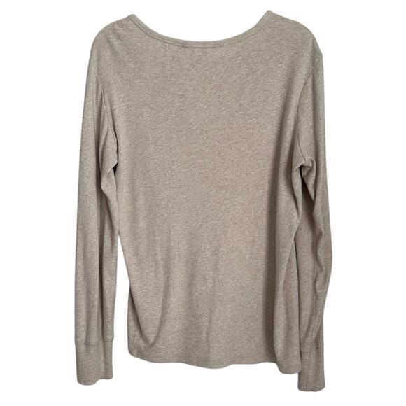 Vintage BCBG Paris Beige Long Sleeve Cotton Blend Henley Top Women's XL - Picture 2 of 6
